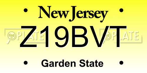 Z19BVT New Jersey License Plate