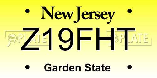 Z19FHT New Jersey License Plate
