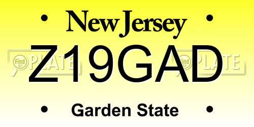 Z19GAD New Jersey License Plate