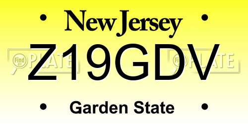 Z19GDV New Jersey License Plate
