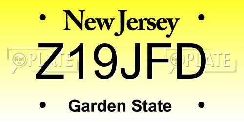 Z19JFD New Jersey License Plate