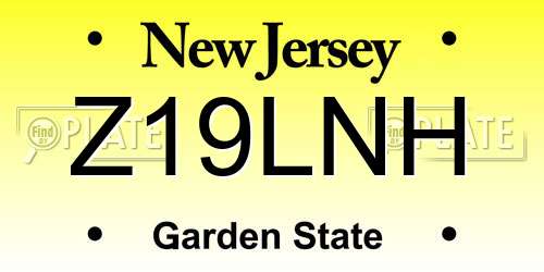 Z19LNH New Jersey License Plate