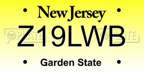 Z19LWB New Jersey License Plate