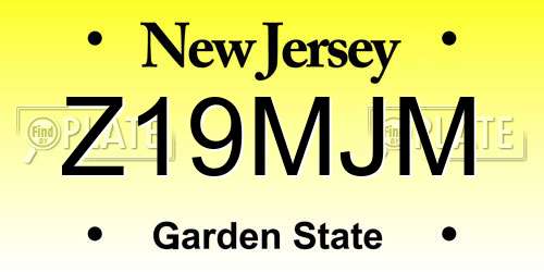 Z19MJM New Jersey License Plate
