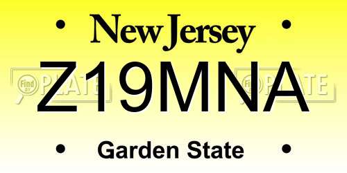 Z19MNA New Jersey License Plate