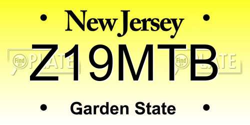 Z19MTB New Jersey License Plate