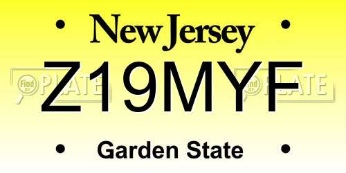 Z19MYF New Jersey License Plate