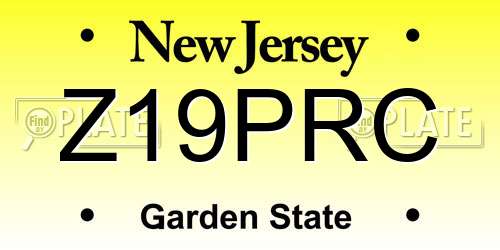 Z19PRC New Jersey License Plate