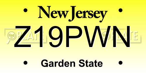 Z19PWN New Jersey License Plate
