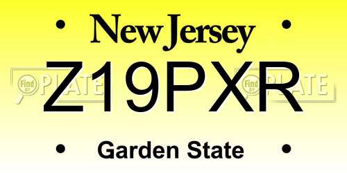 Z19PXR New Jersey License Plate