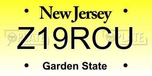 Z19RCU New Jersey License Plate