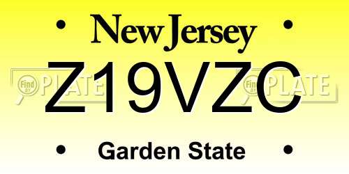 Z19VZC New Jersey License Plate