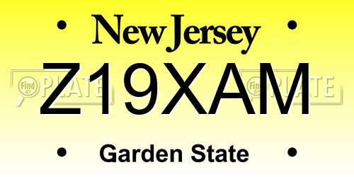 Z19XAM New Jersey License Plate
