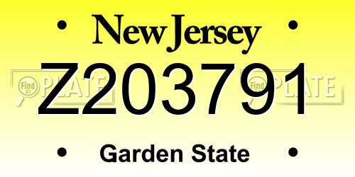 Z203791 New Jersey License Plate