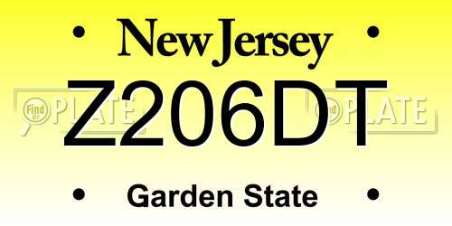 Z206DT New Jersey License Plate