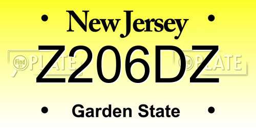 Z206DZ New Jersey License Plate