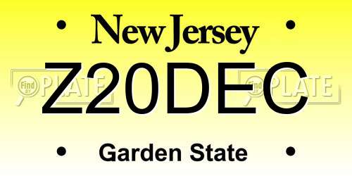 Z20DEC New Jersey License Plate