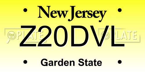 Z20DVL New Jersey License Plate