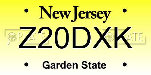 Z20DXK New Jersey License Plate
