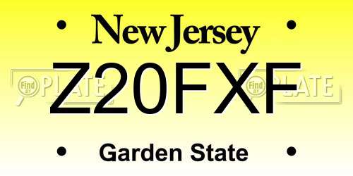Z20FXF New Jersey License Plate