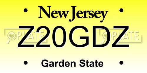 Z20GDZ New Jersey License Plate