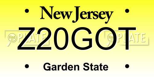 Z20GOT New Jersey License Plate