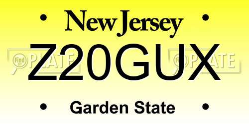 Z20GUX New Jersey License Plate