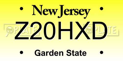 Z20HXD New Jersey License Plate