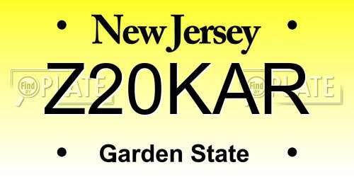 Z20KAR New Jersey License Plate