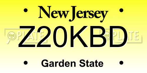 Z20KBD New Jersey License Plate