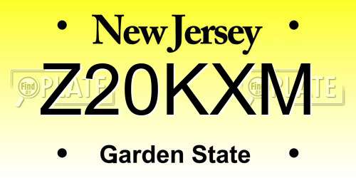 Z20KXM New Jersey License Plate