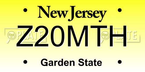 Z20MTH New Jersey License Plate
