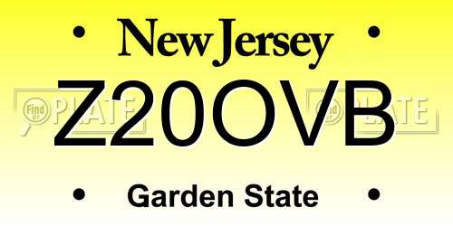 Z20OVB New Jersey License Plate