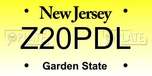 Z20PDL New Jersey License Plate