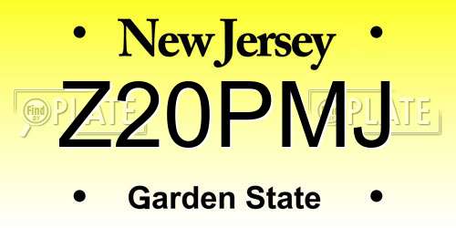 Z20PMJ New Jersey License Plate