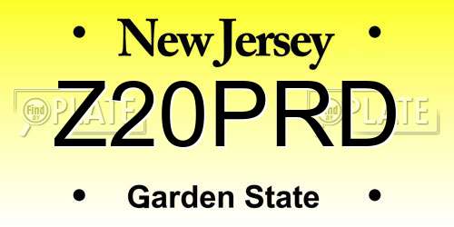 Z20PRD New Jersey License Plate