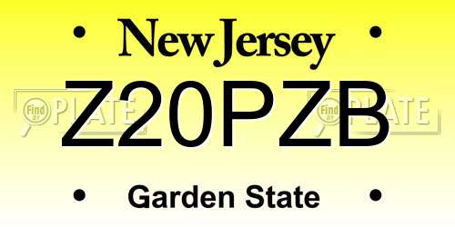 Z20PZB New Jersey License Plate