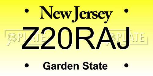 Z20RAJ New Jersey License Plate
