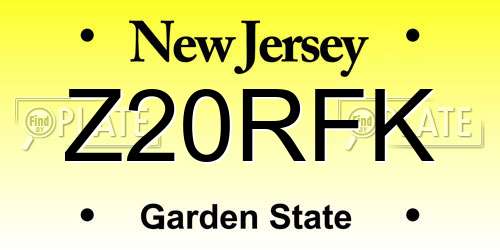 Z20RFK New Jersey License Plate