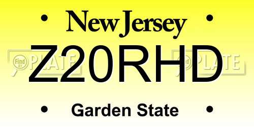 Z20RHD New Jersey License Plate