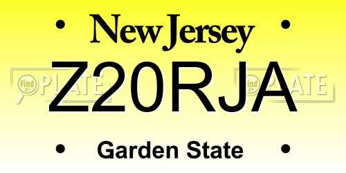 Z20RJA New Jersey License Plate