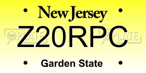 Z20RPC New Jersey License Plate