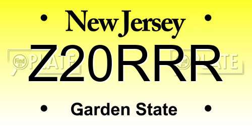 Z20RRR New Jersey License Plate