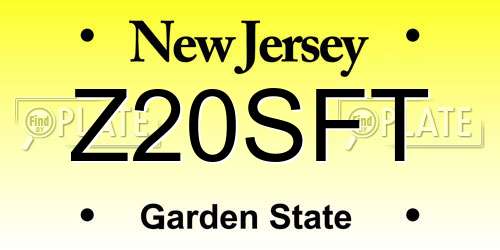 Z20SFT New Jersey License Plate