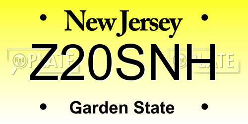 Z20SNH New Jersey License Plate
