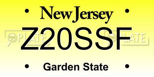 Z20SSF New Jersey License Plate