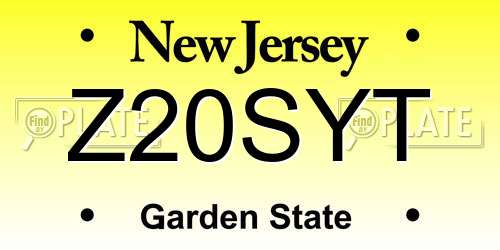 Z20SYT New Jersey License Plate