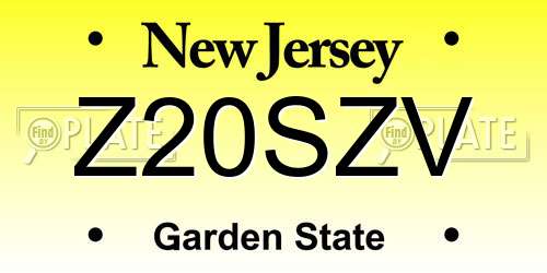 Z20SZV New Jersey License Plate