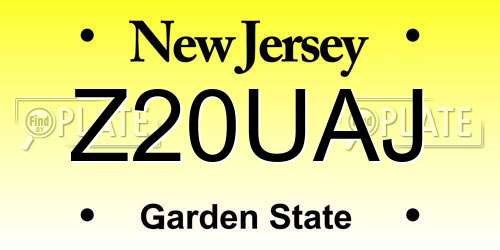 Z20UAJ New Jersey License Plate