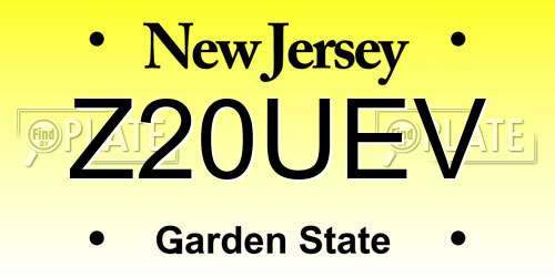 Z20UEV New Jersey License Plate